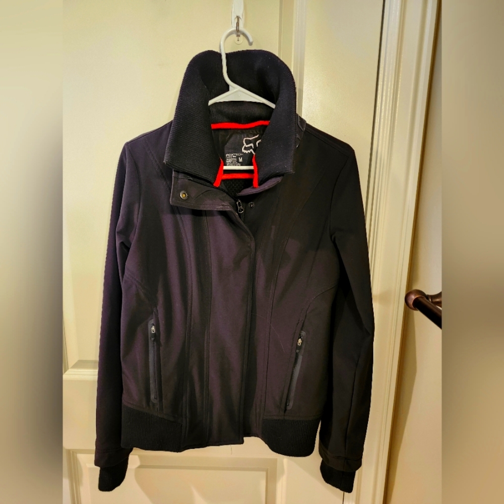 FOX Racing Womens Black Full Zip Collared Coat Jacket Size M